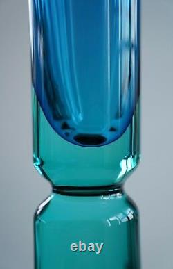 STUNNING Monumental Teardrop MURANO Casted Glass ITALY Vase Sculpture Aqua Blue