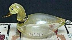 SUPERB Murano ART GLASS HAND BLOWN DUCK PAPERWEIGHT GOLD AVENTURINE Signed/Tosi