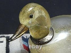 SUPERB Murano ART GLASS HAND BLOWN DUCK PAPERWEIGHT GOLD AVENTURINE Signed/Tosi