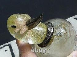 SUPERB Murano ART GLASS HAND BLOWN DUCK PAPERWEIGHT GOLD AVENTURINE Signed/Tosi