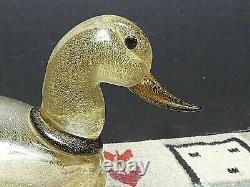 SUPERB Murano ART GLASS HAND BLOWN DUCK PAPERWEIGHT GOLD AVENTURINE Signed/Tosi