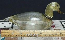 SUPERB Murano ART GLASS HAND BLOWN DUCK PAPERWEIGHT GOLD AVENTURINE Signed/Tosi