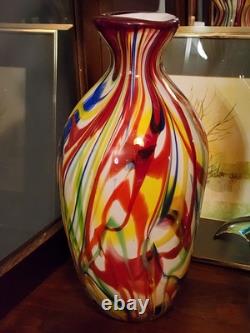 Salvadore Studio Murano Glass Vase Multicolor Hand Blown Nearly 14 Tall! Heavy