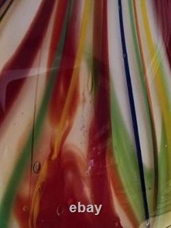 Salvadore Studio Murano Glass Vase Multicolor Hand Blown Nearly 14 Tall! Heavy