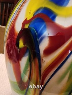 Salvadore Studio Murano Glass Vase Multicolor Hand Blown Nearly 14 Tall! Heavy