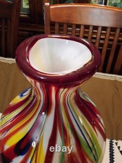 Salvadore Studio Murano Glass Vase Multicolor Hand Blown Nearly 14 Tall! Heavy