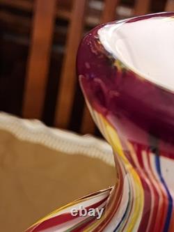 Salvadore Studio Murano Glass Vase Multicolor Hand Blown Nearly 14 Tall! Heavy