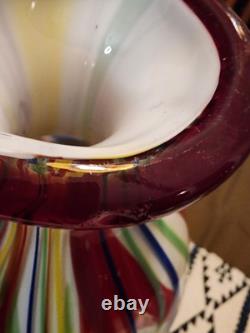Salvadore Studio Murano Glass Vase Multicolor Hand Blown Nearly 14 Tall! Heavy