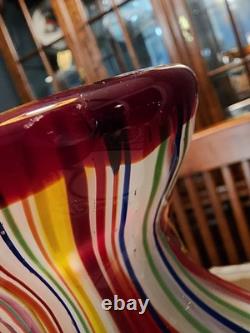 Salvadore Studio Murano Glass Vase Multicolor Hand Blown Nearly 14 Tall! Heavy