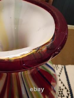 Salvadore Studio Murano Glass Vase Multicolor Hand Blown Nearly 14 Tall! Heavy