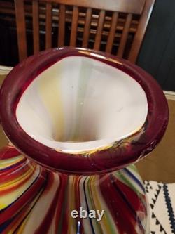 Salvadore Studio Murano Glass Vase Multicolor Hand Blown Nearly 14 Tall! Heavy