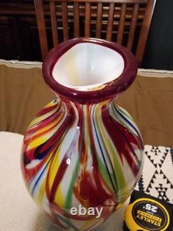 Salvadore Studio Murano Glass Vase Multicolor Hand Blown Nearly 14 Tall! Heavy