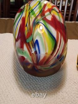 Salvadore Studio Murano Glass Vase Multicolor Hand Blown Nearly 14 Tall! Heavy
