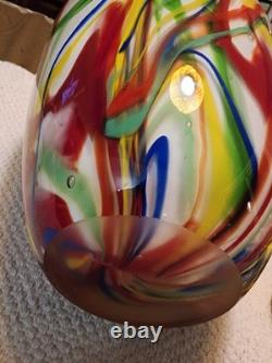 Salvadore Studio Murano Glass Vase Multicolor Hand Blown Nearly 14 Tall! Heavy