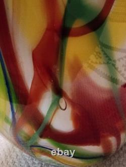 Salvadore Studio Murano Glass Vase Multicolor Hand Blown Nearly 14 Tall! Heavy