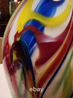 Salvadore Studio Murano Glass Vase Multicolor Hand Blown Nearly 14 Tall! Heavy