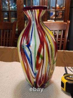 Salvadore Studio Murano Glass Vase Multicolor Hand Blown Nearly 14 Tall! Heavy
