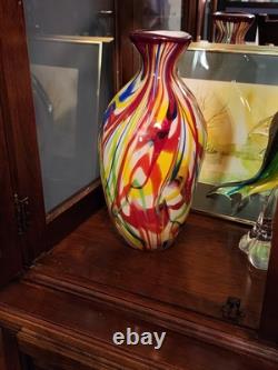 Salvadore Studio Murano Glass Vase Multicolor Hand Blown Nearly 14 Tall! Heavy