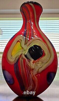 Salvadore Studio Murano Glass Vase Multicolor Hand Blown Nearly 18 Tall! Heavy