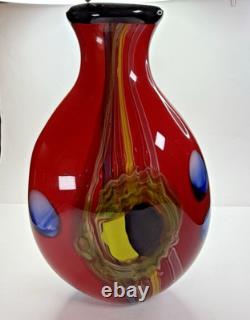 Salvadore Studio Murano Glass Vase Multicolor Hand Blown Nearly 18 Tall! Heavy