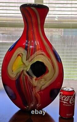 Salvadore Studio Murano Glass Vase Multicolor Hand Blown Nearly 18 Tall! Heavy