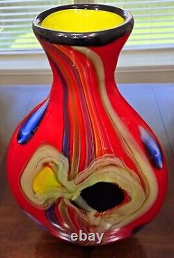 Salvadore Studio Murano Glass Vase Multicolor Hand Blown Nearly 18 Tall! Heavy