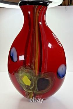 Salvadore Studio Murano Glass Vase Multicolor Hand Blown Nearly 18 Tall! Heavy
