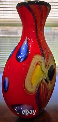 Salvadore Studio Murano Glass Vase Multicolor Hand Blown Nearly 18 Tall! Heavy