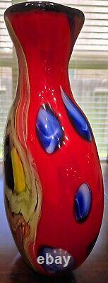 Salvadore Studio Murano Glass Vase Multicolor Hand Blown Nearly 18 Tall! Heavy