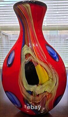 Salvadore Studio Murano Glass Vase Multicolor Hand Blown Nearly 18 Tall! Heavy