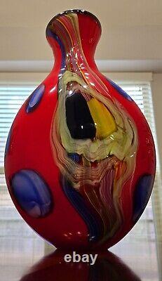 Salvadore Studio Murano Glass Vase Multicolor Hand Blown Nearly 18 Tall! Heavy