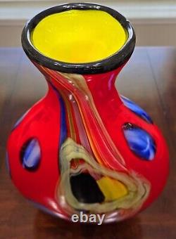 Salvadore Studio Murano Glass Vase Multicolor Hand Blown Nearly 18 Tall! Heavy