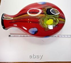 Salvadore Studio Murano Glass Vase Multicolor Hand Blown Nearly 18 Tall! Heavy
