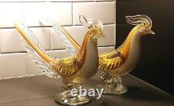 Salviati & Co Hand Blown Glass Pheasants ($2,495 valued) Murano Gold Pair