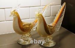 Salviati & Co Hand Blown Glass Pheasants ($2,495 valued) Murano Gold Pair