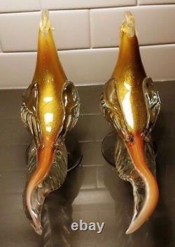 Salviati & Co Hand Blown Glass Pheasants ($2,495 valued) Murano Gold Pair