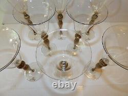 Salviati Set of 8 Golden Wine Glasses, Gold Knobbed 9 Stemware Venetian Murano