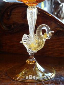 Salviati Venetian Murano Hand Blown Swan Champagne Glasses Martini Sherbet