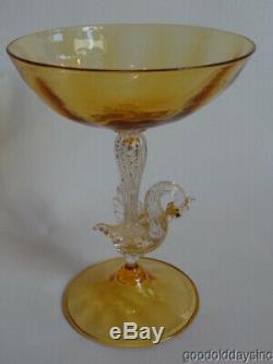 Salviati Venetian Murano Hand Blown Swan Champagne Glasses Martini Sherbet