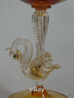 Salviati Venetian Murano Hand Blown Swan Champagne Glasses Martini Sherbet