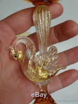 Salviati Venetian Murano Hand Blown Swan Champagne Glasses Martini Sherbet