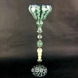 Salviati Venetian Murano Latticino Chuck Savoie Art Glass Compote Goblet Signed