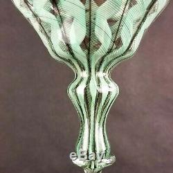 Salviati Venetian Murano Latticino Chuck Savoie Art Glass Compote Goblet Signed