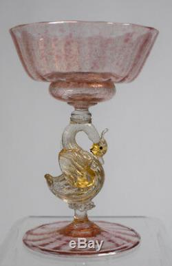 Salviati Venetian Murano Swan Hand Blown Champagne Glass