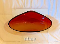 Salviati Venezia Murano Large Blown Art Glass Centerpiece Bowl Amber Italy 2004