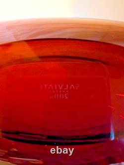 Salviati Venezia Murano Large Blown Art Glass Centerpiece Bowl Amber Italy 2004
