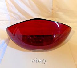 Salviati Venezia Murano Large Blown Art Glass Centerpiece Bowl Amber Italy 2004