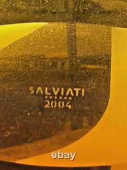 Salviati Venezia Murano Large Blown Art Glass Centerpiece Bowl Amber Italy 2004