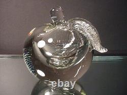Scarce Barbini Art Glass Blown Crystal Clear Apple Paperweight Murano Eames Era