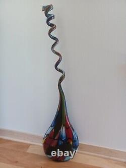 Scarce Murano Swirl Neck Vase Sculpture Hand Blown Art Glass 41 tall Italy